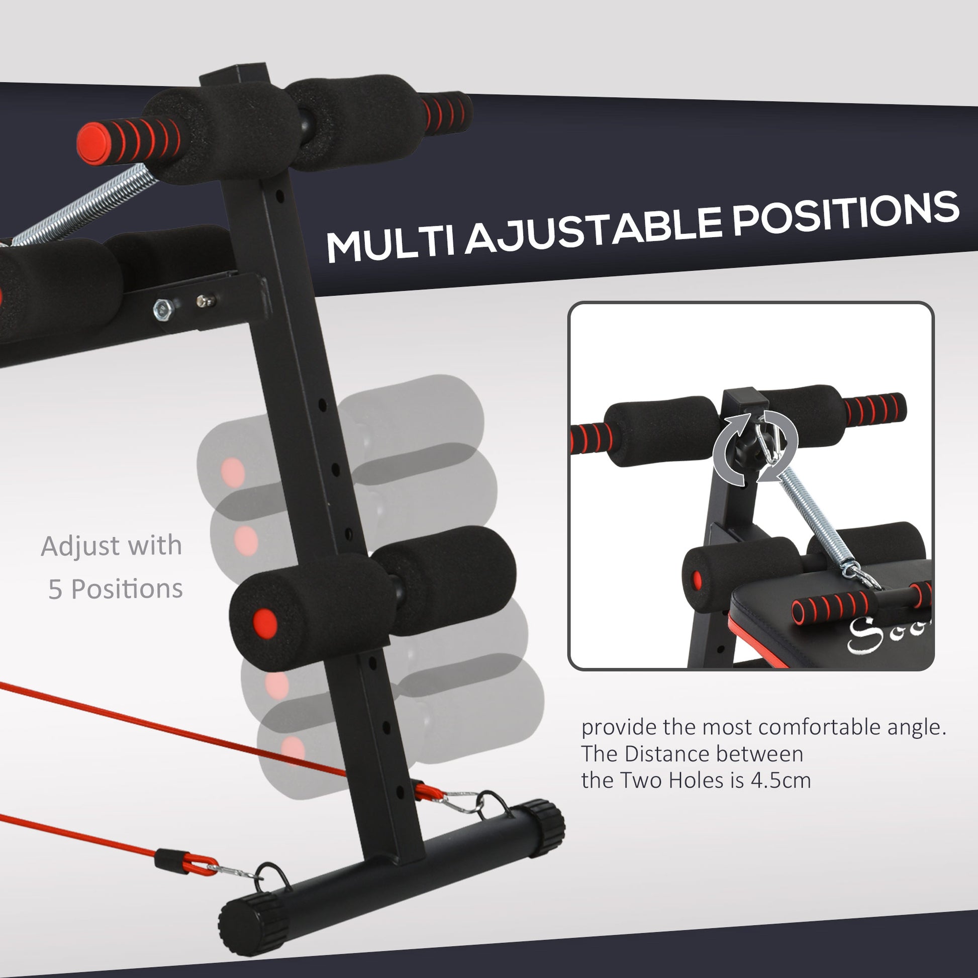 Soozier Foldable Sit Up Bench Core Workout for Home Gym Black
