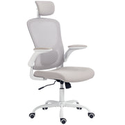 Ergonomic Office Chair, Mesh Desk Chair with Adjustable Headrest, Lumbar Support and Height, Flip-Up Armrests, Grey