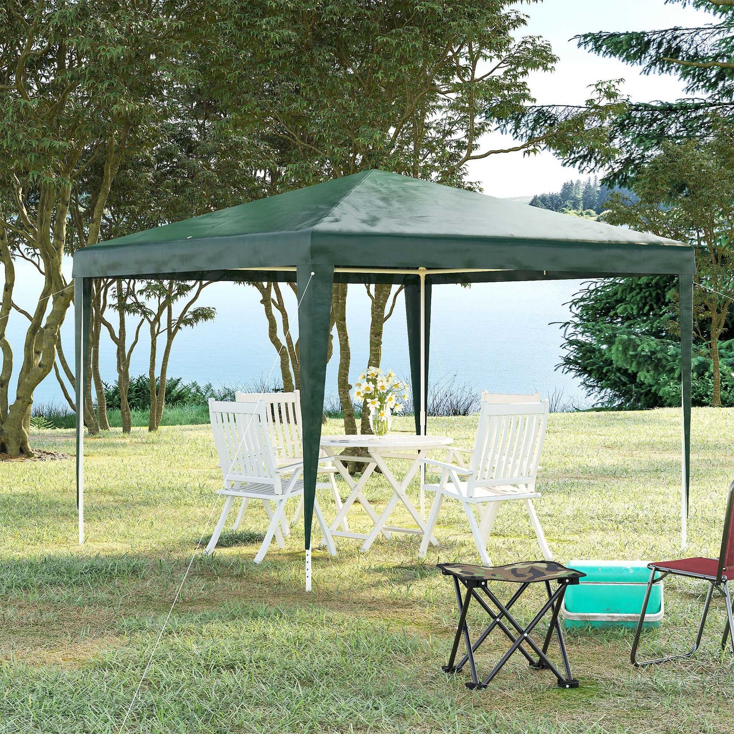 10x10ft Party Tent Portable Gazebo, Folding Garden Canopy Event Shelter Outdoor Sunshade Green