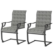 C Spring Motion Patio Chairs Set of 2 with Curved High Backrest, Armrest, All Weather Breathable Fabric, Metal Frame