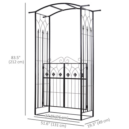 Outdoor Metal Trellis Garden Arch Arbor w/ Lucky Leaf Clover Gate for Ceremony Wedding Party Garden Lawn, Black