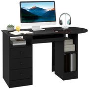 Computer Desk with Storage, Home Office Laptop Table with Shelves and Drawers, Modern Workstation Desk with Keyboard Tray for Study, Living Room, Black