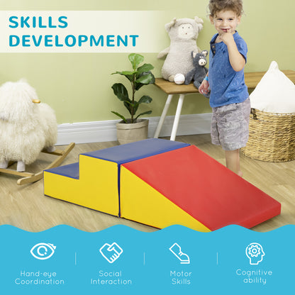 Soozier 2-Piece Climb and Crawl Activity Soft Play Set, Secure Foam Blocks Playset for Toddler Preschooler Babies Indoor, Activity Structure Play Equipment, Multi-colour