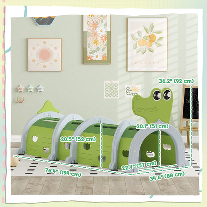 Qaba Crocodile Design Tunnel for Kids to Crawl Through, for 3-6 Years, Green