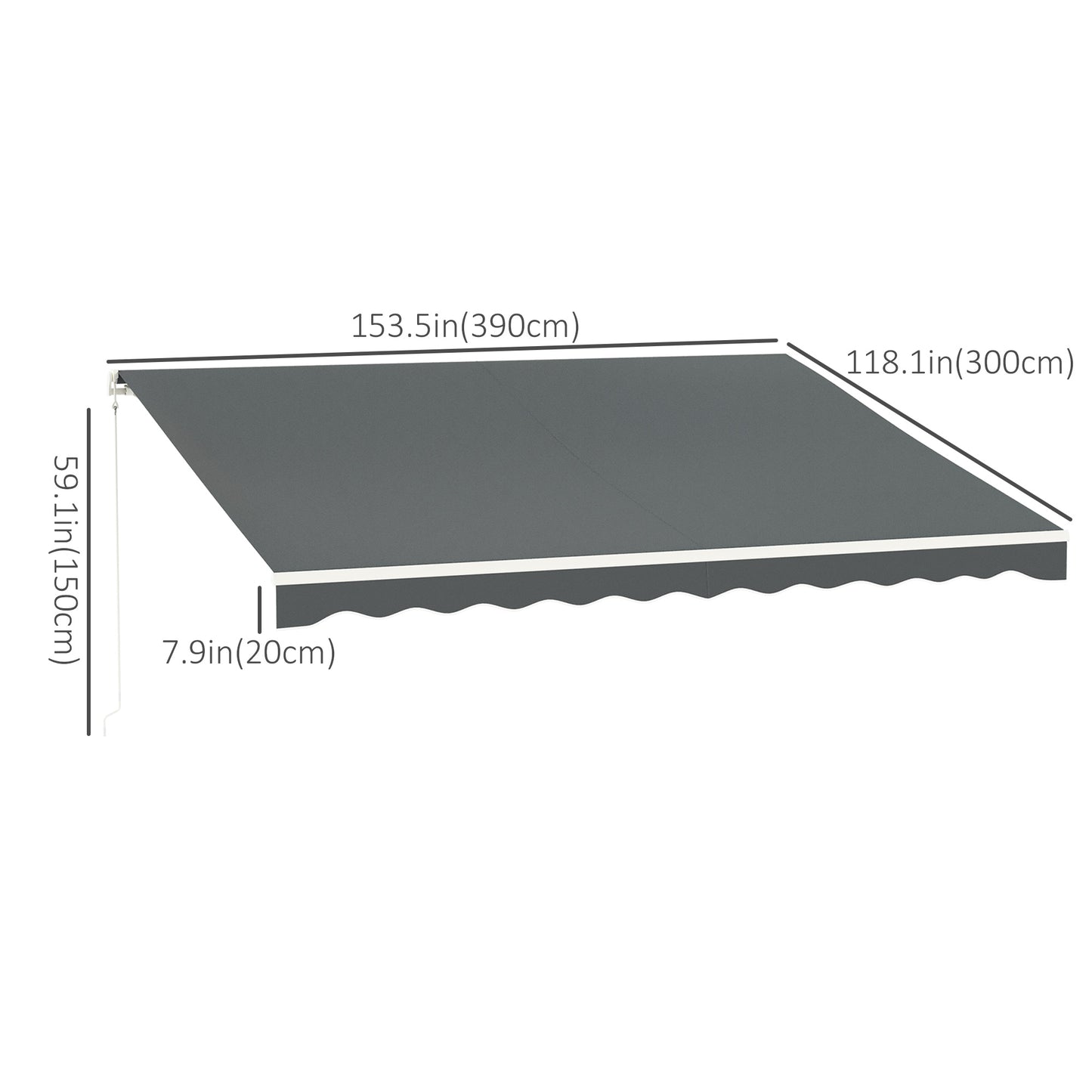 13' x 10' Electric Awning, Retractable Awning Sun Shade Shelter with Remote Controller, Manual Crank Handle and Aluminum Frame, for Deck, Balcony, Yard, Grey