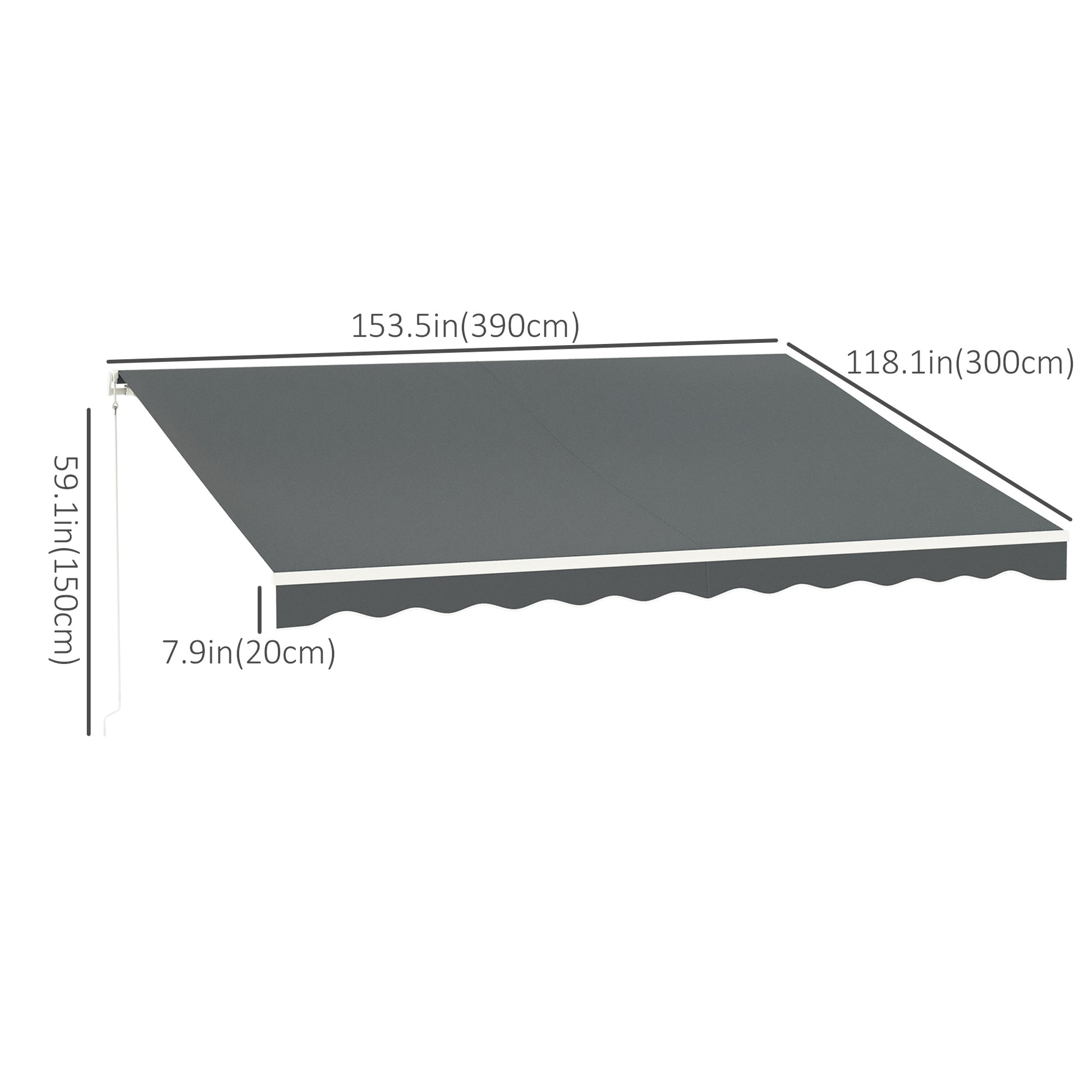 13' x 10' Electric Awning, Retractable Awning Sun Shade Shelter with Remote Controller, Manual Crank Handle and Aluminum Frame, for Deck, Balcony, Yard, Grey
