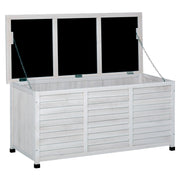75 Gallon Wooden Storage Box patio Deck Box Bench, Garden Backyard Outdoor Storage Container with Aerating Gap & Weather-Fighting Finish, White