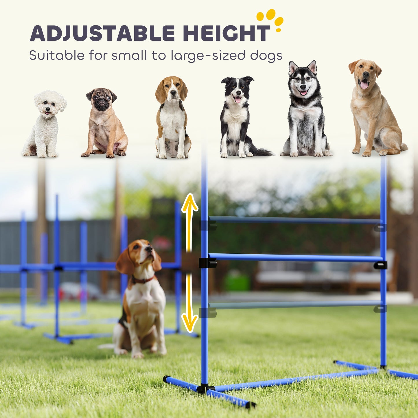Set of 6 Dog Agility Training Equipment Adjustable Jump Bar Pet Exercise Kit with Carrying Bag (Blue)