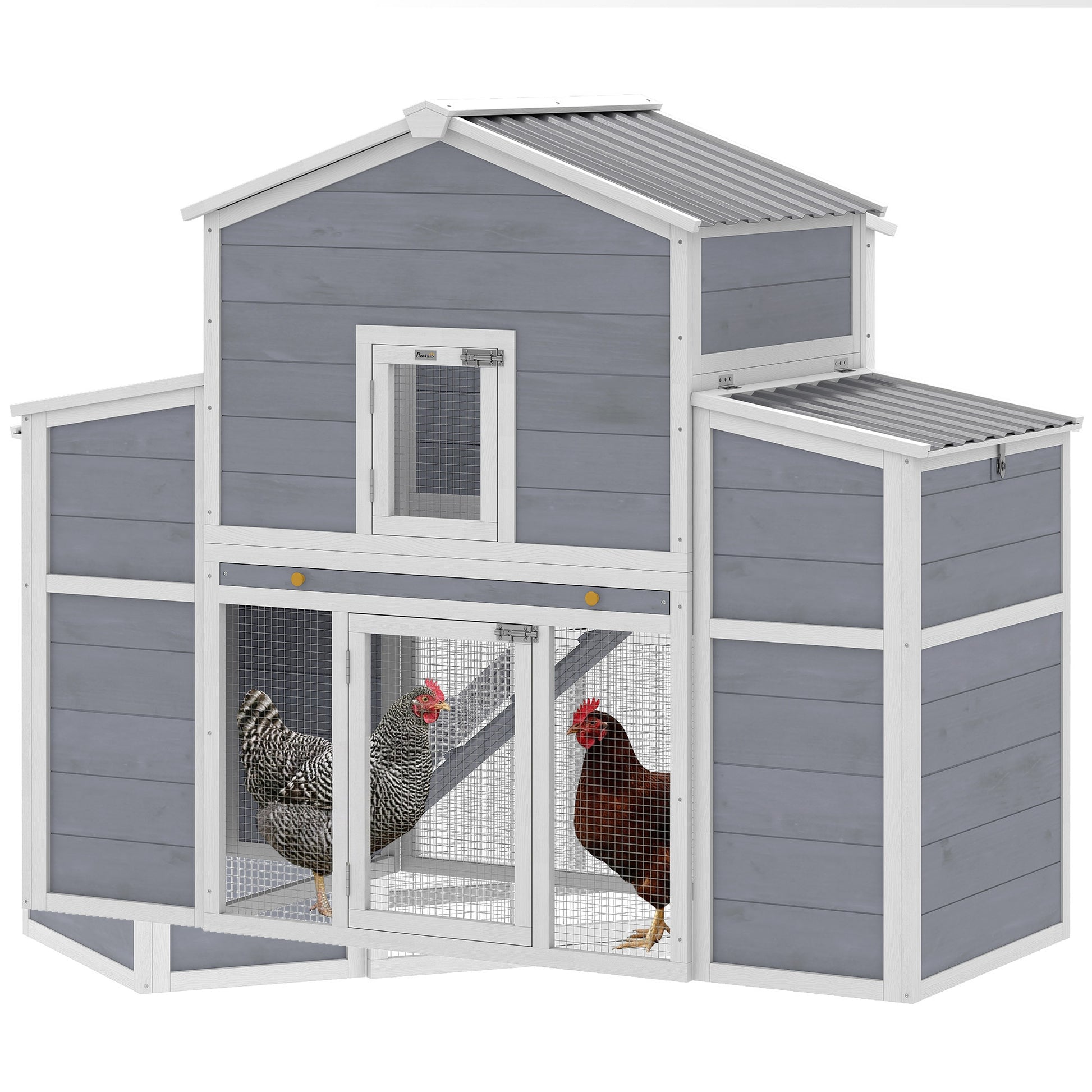 66.5" Large Chicken Coop, Wooden Chicken House with 2 Nesting Boxes, Sliding Tray & Ramp, for Outdoor Backyard Farm