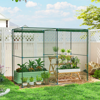 8' x 4' Crop Cage, Plant Protection Tent with Zippered Doors for Vegetable Garden, Backyard, Green