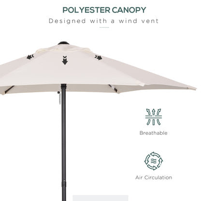 6.6FT Patio Umbrella, Outdoor Parasol with 6 Solid Ribs, Cream White