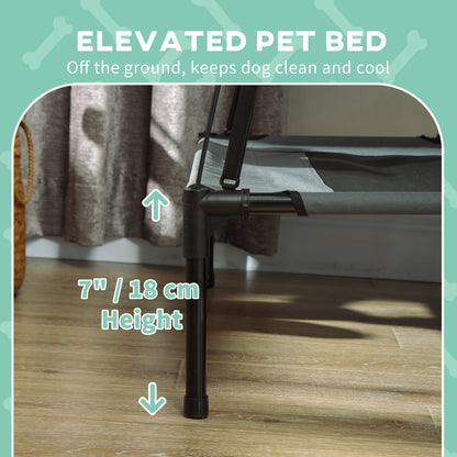Elevated Cooling Pet Bed Portable Raised Dog Cot with Canopy for Small-Sized Dogs, Grey