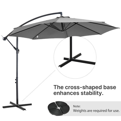 9.7ft Offset Patio UmbrellaCantilever Parasol with Crank Handle, 8 Ribs and Cross Base for Outdoor, Sun Shade, Cream