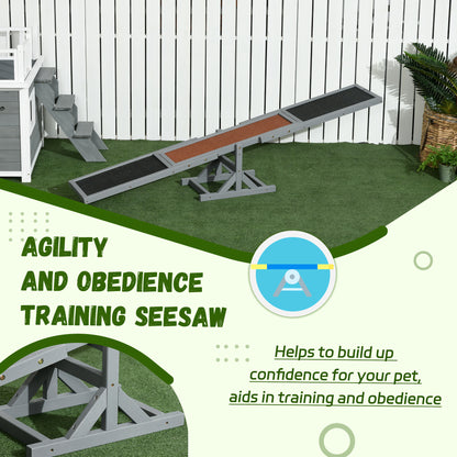 Wood Pet Seesaw Platform Dog Agility Training Equipment Run Game Toy Weather Resistant Pet Supplies Grey