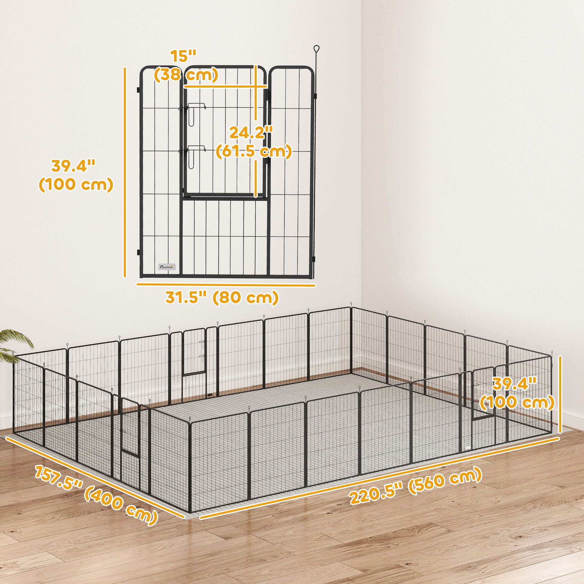 24 Panels 39" Height Heavy Duty Dog Playpen for Small Medium Large Dogs, Grey