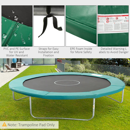 Soozier Trampoline Pad, 14FT Replacement Trampoline Safety Pad Mat Spring Cover, Water-Resistant, UV-Resistant, Tear-Resistant, No Holes for Pole, Green