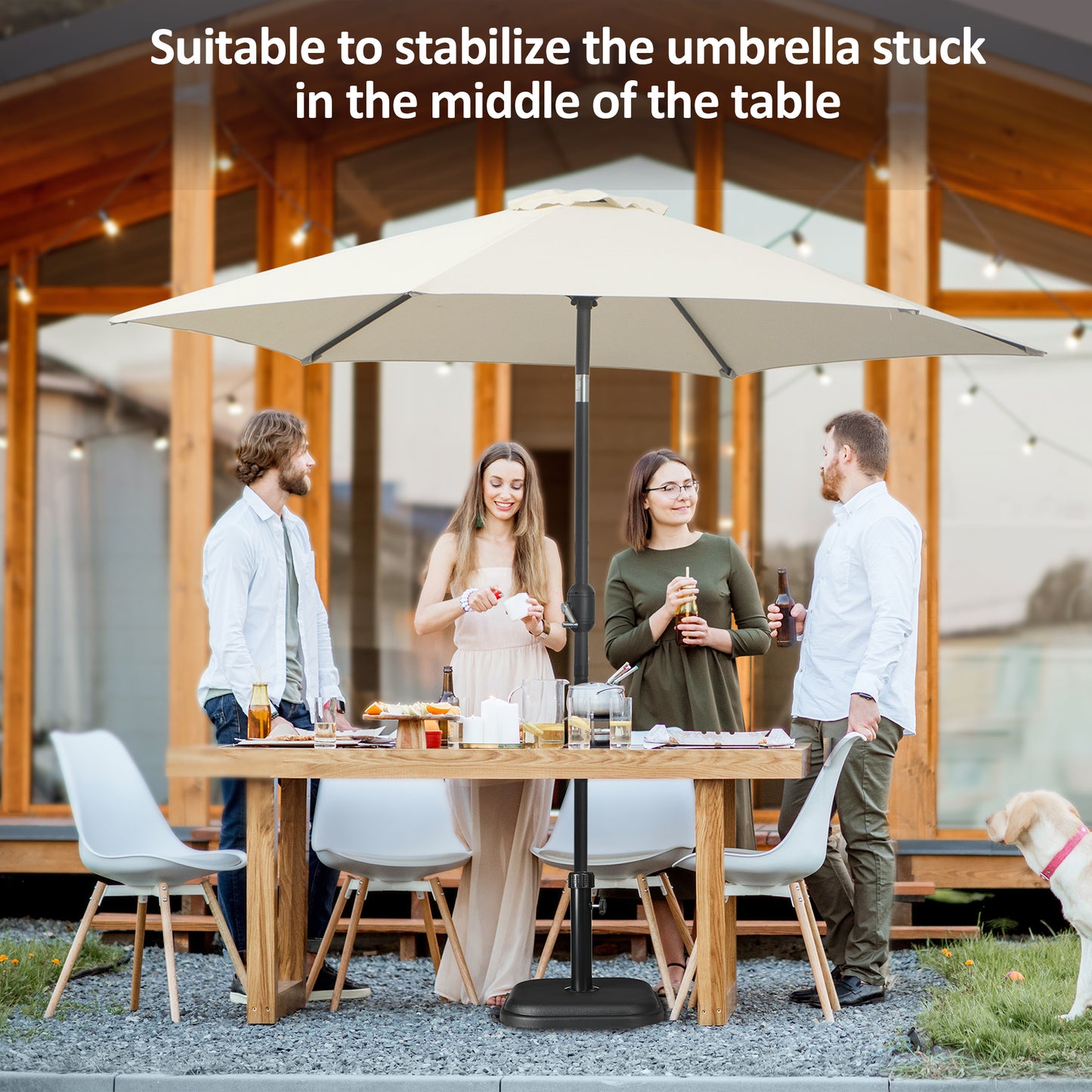 Patio Umbrella Base, 24 lb Heavy Duty Concrete Umbrella Stand, Market Table Umbrella Base Holder for Outdoor, Black