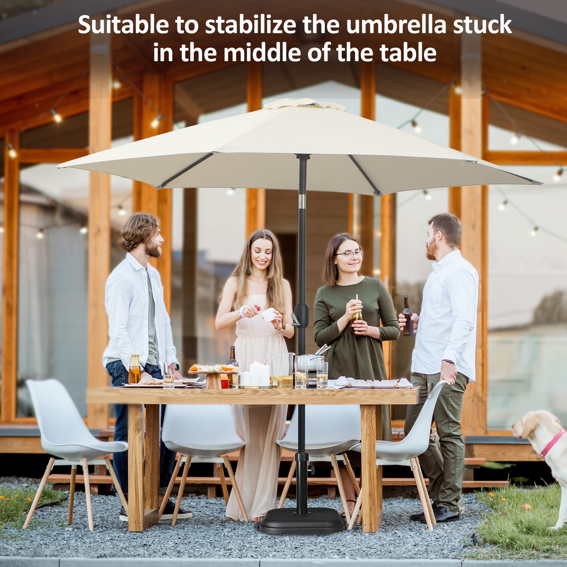 Patio Umbrella Base, 24 lb Heavy Duty Concrete Umbrella Stand, Market Table Umbrella Base Holder for Outdoor, Black