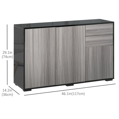 Kitchen Sideboard Storage Cabinet, Modern Coffee Bar with Push-Open Design and 2 Drawers for Living Room, Black