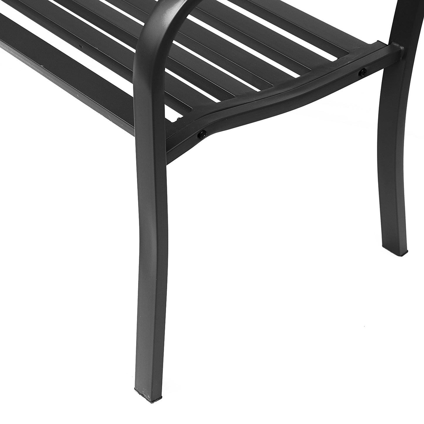 50" Garden Bench Outdoor Loveseat with Vintage Bird Pattern Cast Metal - Black