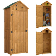 30" x 21" x 71" Garden Storage Shed, Outdoor Tool Utility Storage House with 3 Tier Shelves and Roof, Brown