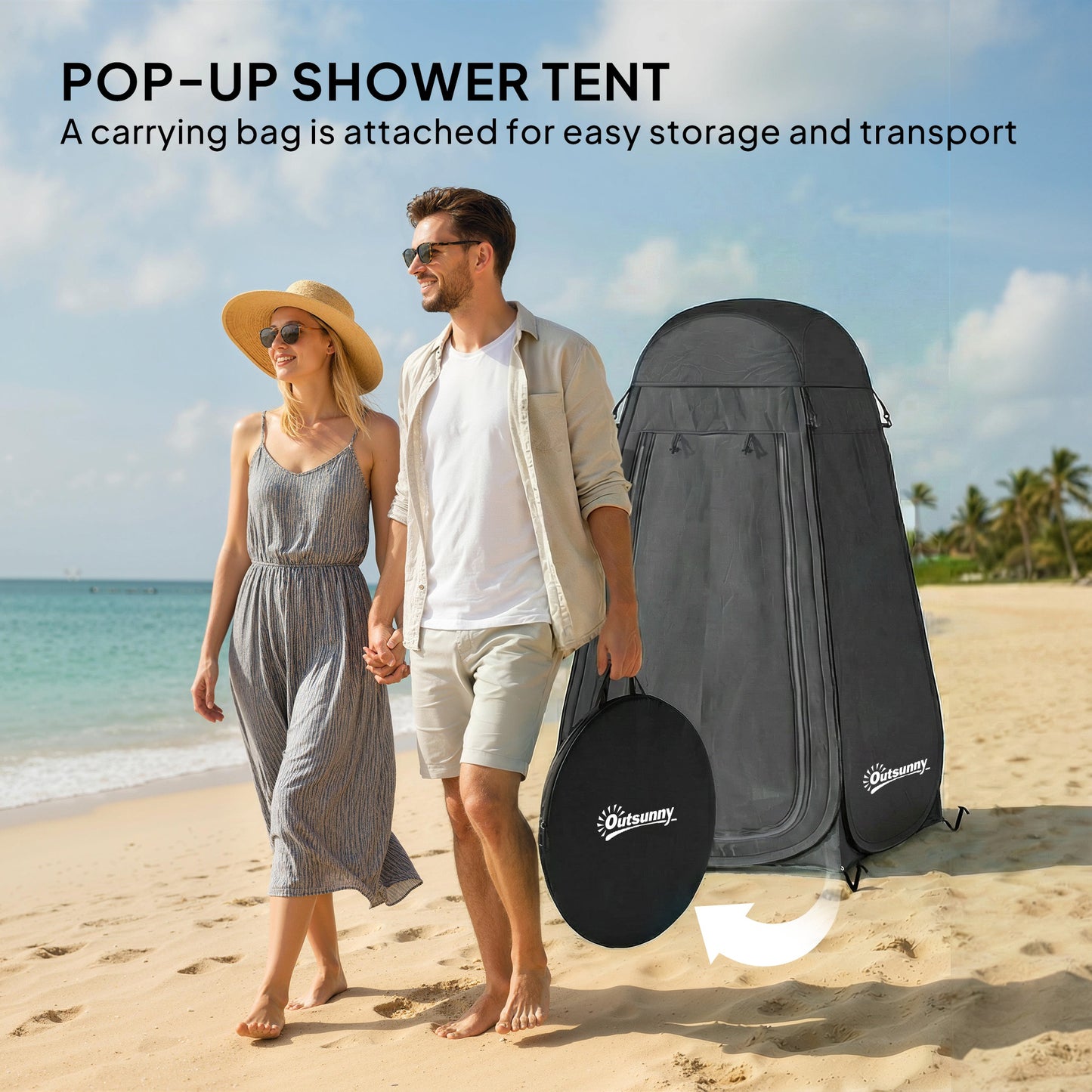 Pop Up Shower Tent, Portable Privacy Room for Outdoor Changing, Dressing, Fishing Storage with Carrying Bag, Black