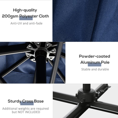 8' x 8' Square Patio Hanging Offset Umbrella with 360° Rotation, Aluminum Outdoor Cantilever Parasol with Crank & Tilt, Sun Canopy Shelter with Cross Base, Dark Blue