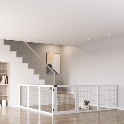 Wooden Freestanding Pet Gate w/ 2 Support Feet, White