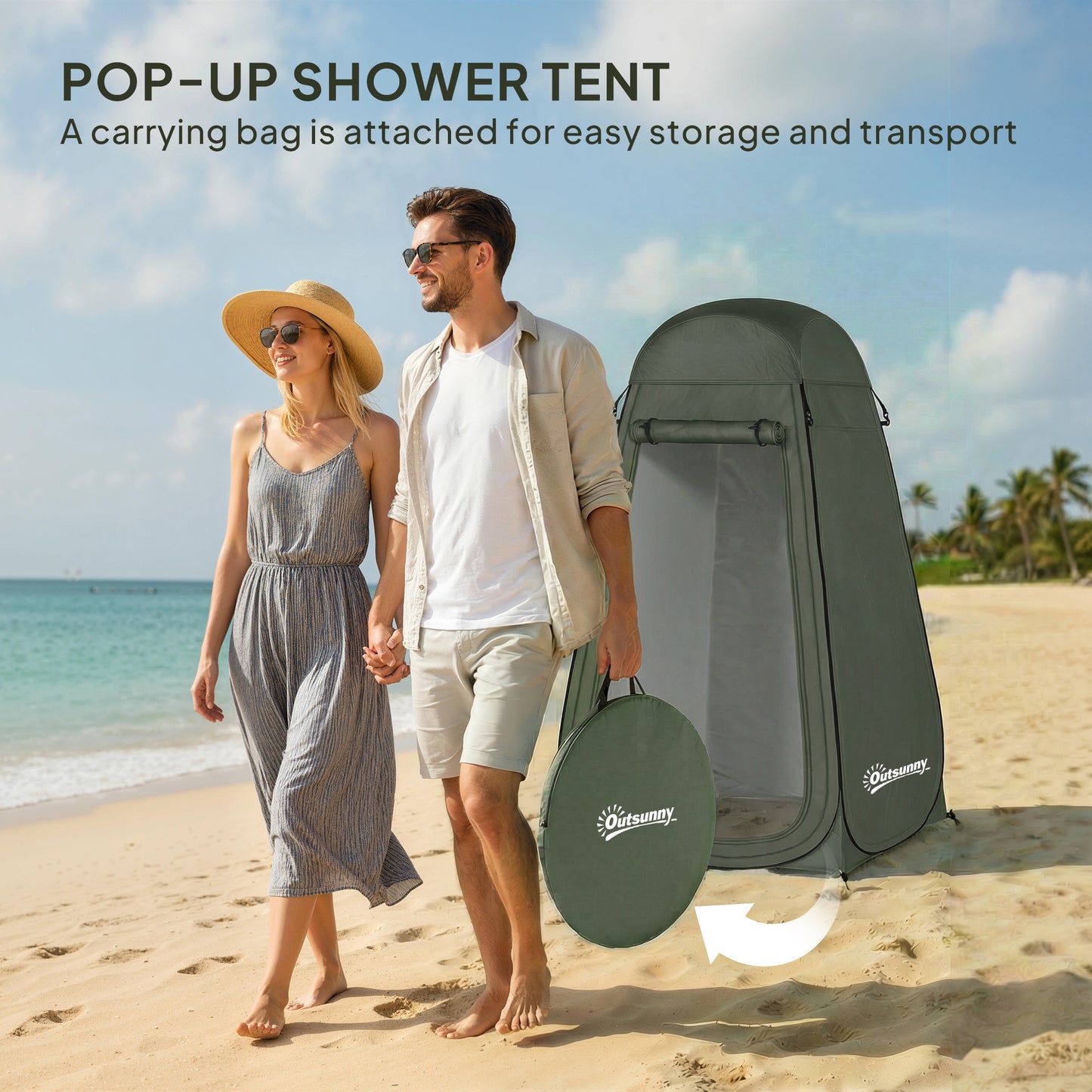 Pop Up Shower Tent, Portable Privacy Room for Outdoor Changing, Dressing, Fishing Storage with Carrying Bag, Green