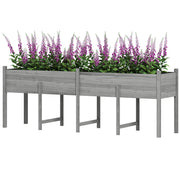 Wooden Raised Garden Bed Planter, Large Elevated Planter Box with Legs, Bed Liner and Drain Holes, Grey