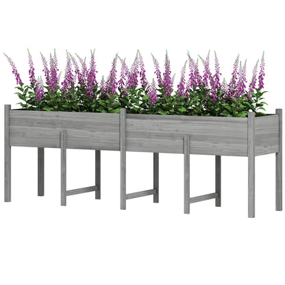 Wooden Raised Garden Bed Planter, Large Elevated Planter Box with Legs, Bed Liner and Drain Holes, Grey