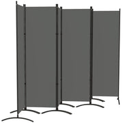 6 Panel Folding Room Divider, UV30+ Privacy Screen, Indoor Outdoor Privacy Panel with Stable Base, Dark Grey