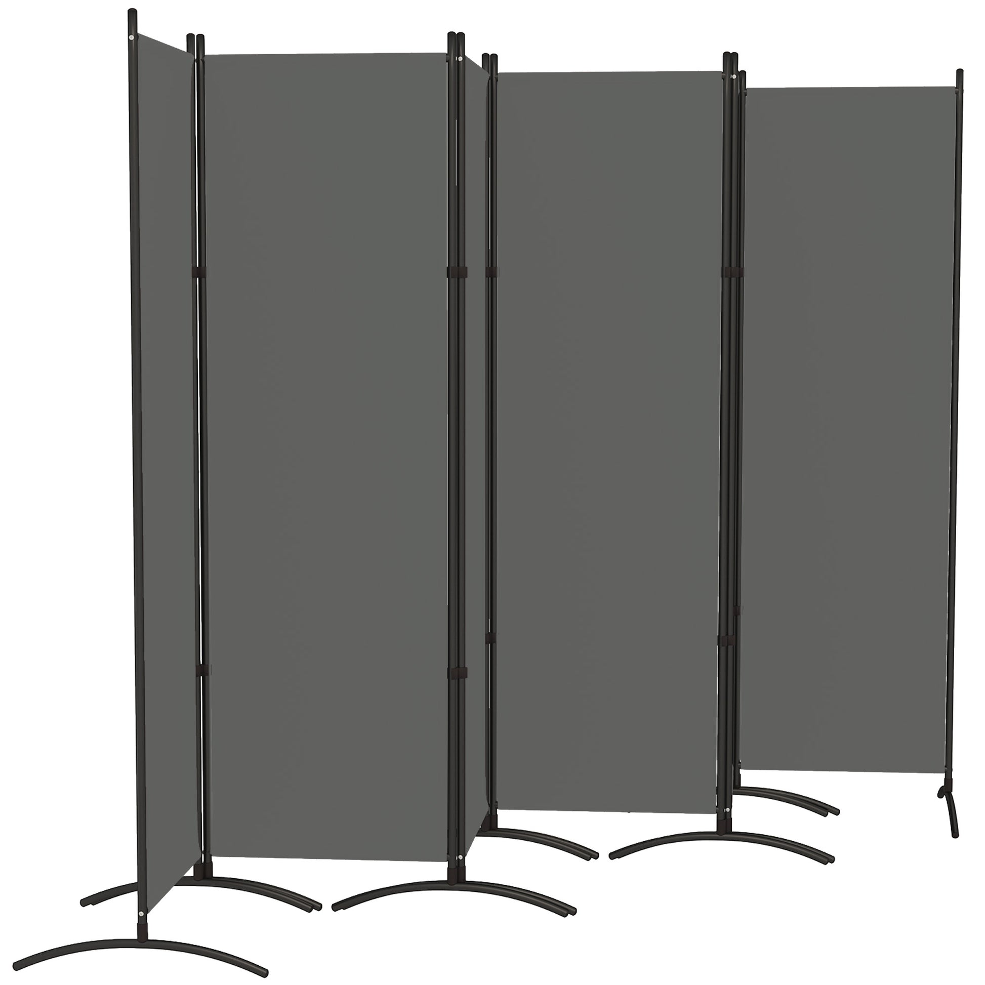 6 Panel Folding Room Divider, UV30+ Privacy Screen, Indoor Outdoor Privacy Panel with Stable Base, Dark Grey