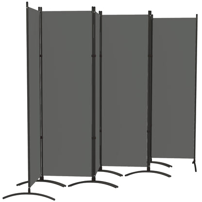 6 Panel Folding Room Divider, UV30+ Privacy Screen, Indoor Outdoor Privacy Panel with Stable Base, Dark Grey