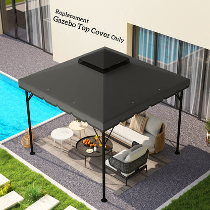 10' x 10' Gazebo Canopy Replacement, Double-Tier Outdoor Gazebo Cover Top Roof, TOP ONLY, Light Grey/Dark Grey