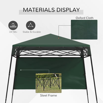 7' x 7' Pop Up Canopy Gazebo Tent with Backpack & Inclined Legs, Green
