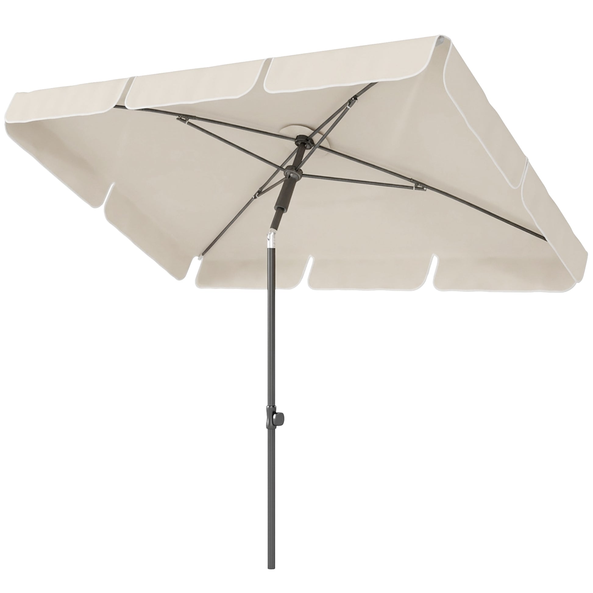 6' x 4' Patio Umbrella with Tilt, Rectangular Outdoor Umbrella for Garden, Beige