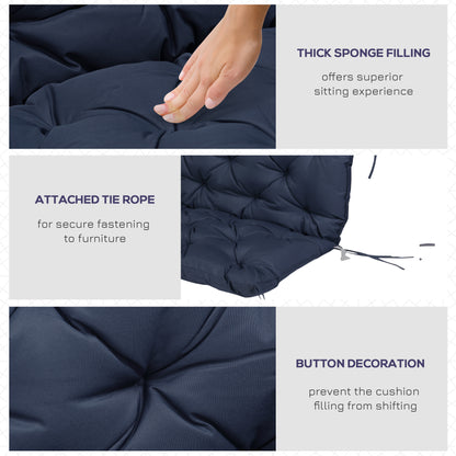 2 Seater Garden Bench Cushion, Soft Thick Outdoor Non-Slip 2 Seater Soft Pad With Backrest for Garden Patio, 52" x 43" x 4", Navy Blue
