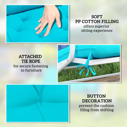 2 Seater Garden Bench Cushion, Soft Thick Outdoor Non-Slip 2 Seater Soft Pad With Backrest for Garden Patio, 47" x 43" x 5", Turquoise
