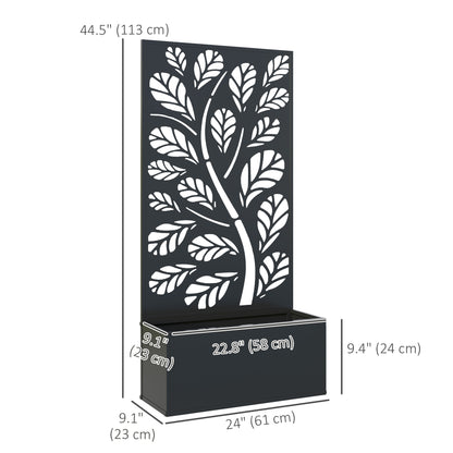 Metal Raised Garden Bed with Privacy Panel, Freestanding or Wall Mounted Outdoor Planter Box for Garden, Patio