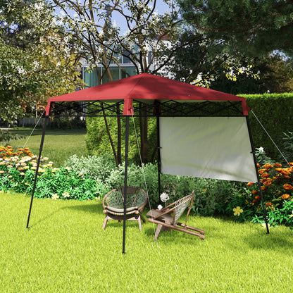 7' x 7' Garden Foldable Pop Up Gazebo Tent with Backpack & Inclined Legs Outdoor Party Canopy, Red & Black