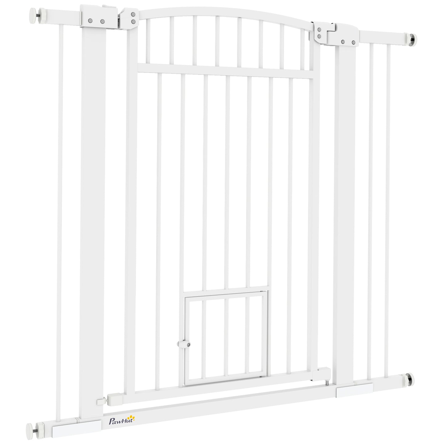 30"-41" Extra Wide Pet Gate with Small Door, 37" H Dog Gate with 3-Inch and 5.5-Inch Extension Kit