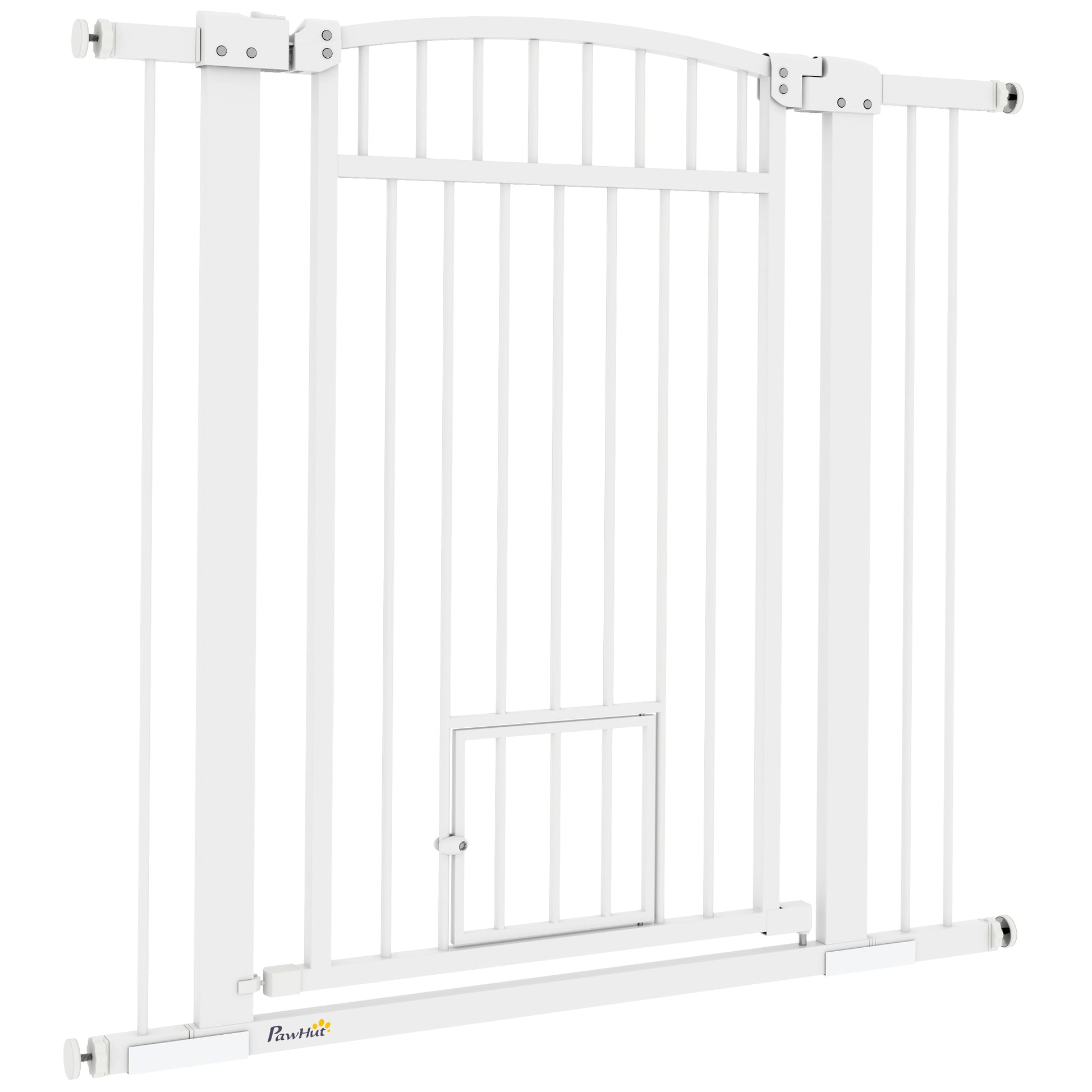 30"-41" Extra Wide Pet Gate with Small Door, 37" H Dog Gate with 3-Inch and 5.5-Inch Extension Kit