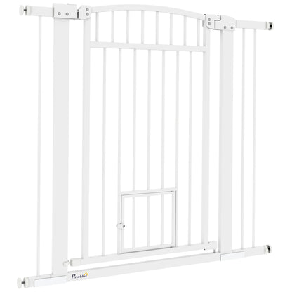 30"-41" Extra Wide Pet Gate with Small Door, 37" H Dog Gate with 3-Inch and 5.5-Inch Extension Kit