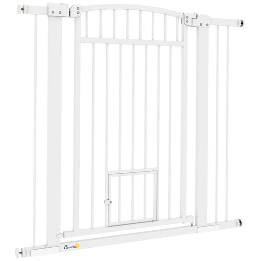 30"-41" Extra Wide Pet Gate with Small Door, 37" H Dog Gate with 3-Inch and 5.5-Inch Extension Kit