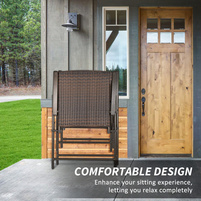 Outdoor Wicker Dining Chair Set of 2, 2 Pieces Rattan Foldable Chair with Steel Frame for Garden, Backyard, Porch, Brown