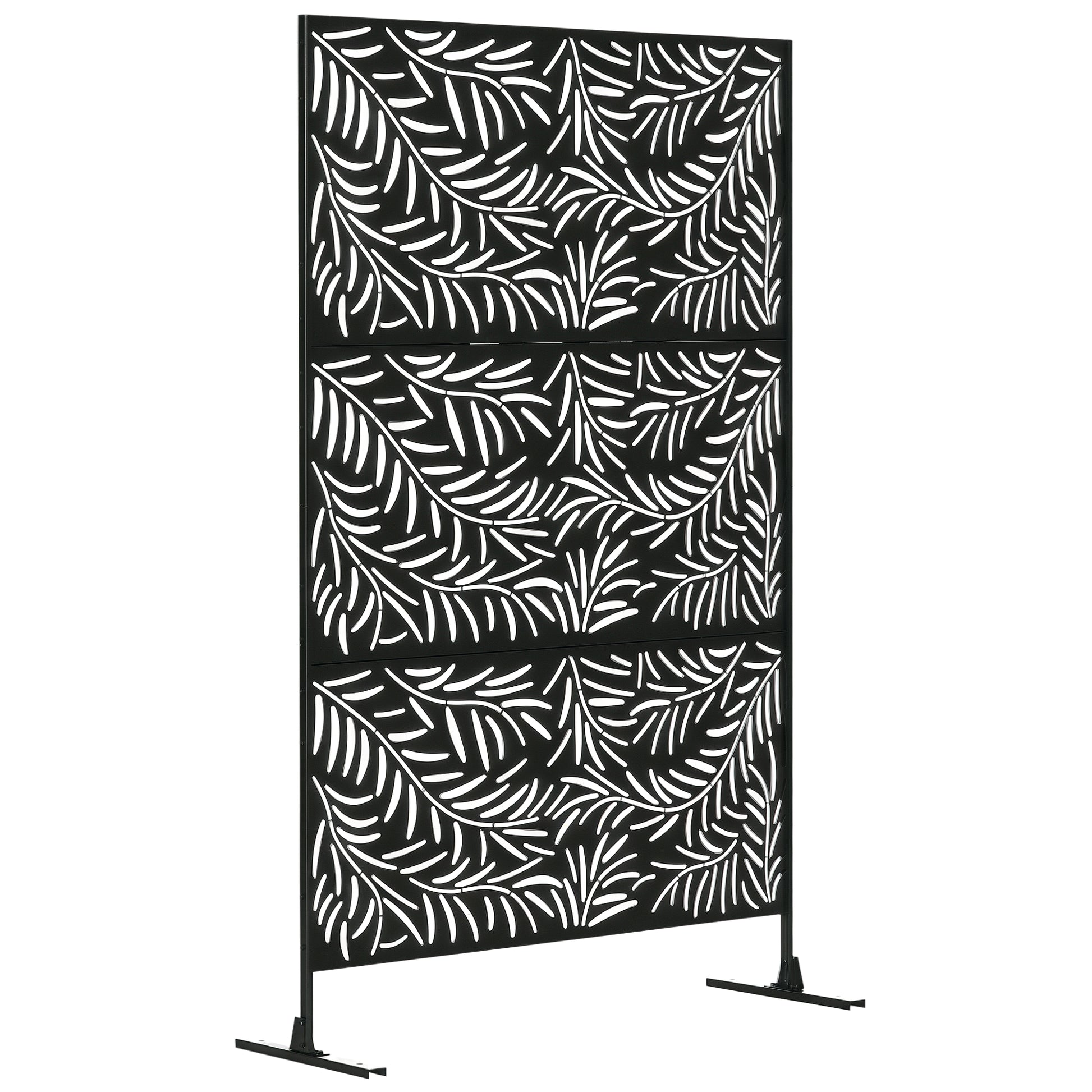 Metal Outdoor Privacy Screen, Decorative Outdoor Divider with Stand and Expansion Screws, Freestanding Privacy Panel for Garden Deck Pool Hot Tub, Willow Branch Style
