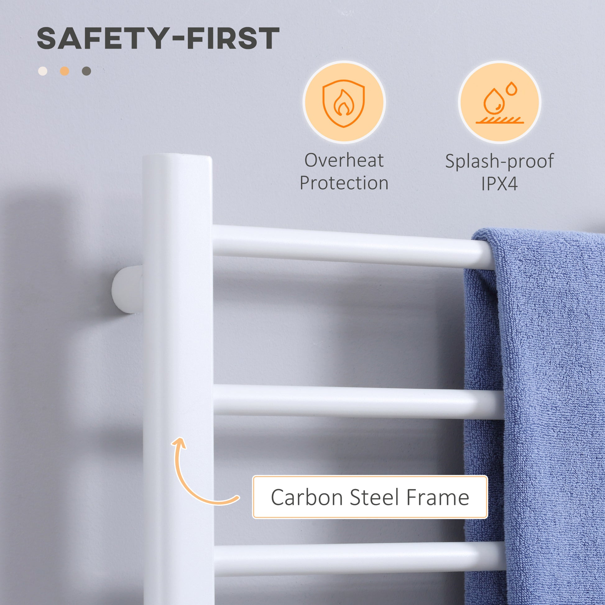 8-Bar Heated Towel Warmer Rack with Built-in Timer and LED Indicators, Wall Mounted & Free Standing Carbon Steel Electric Towel Bar with Adjustable Temperature, White