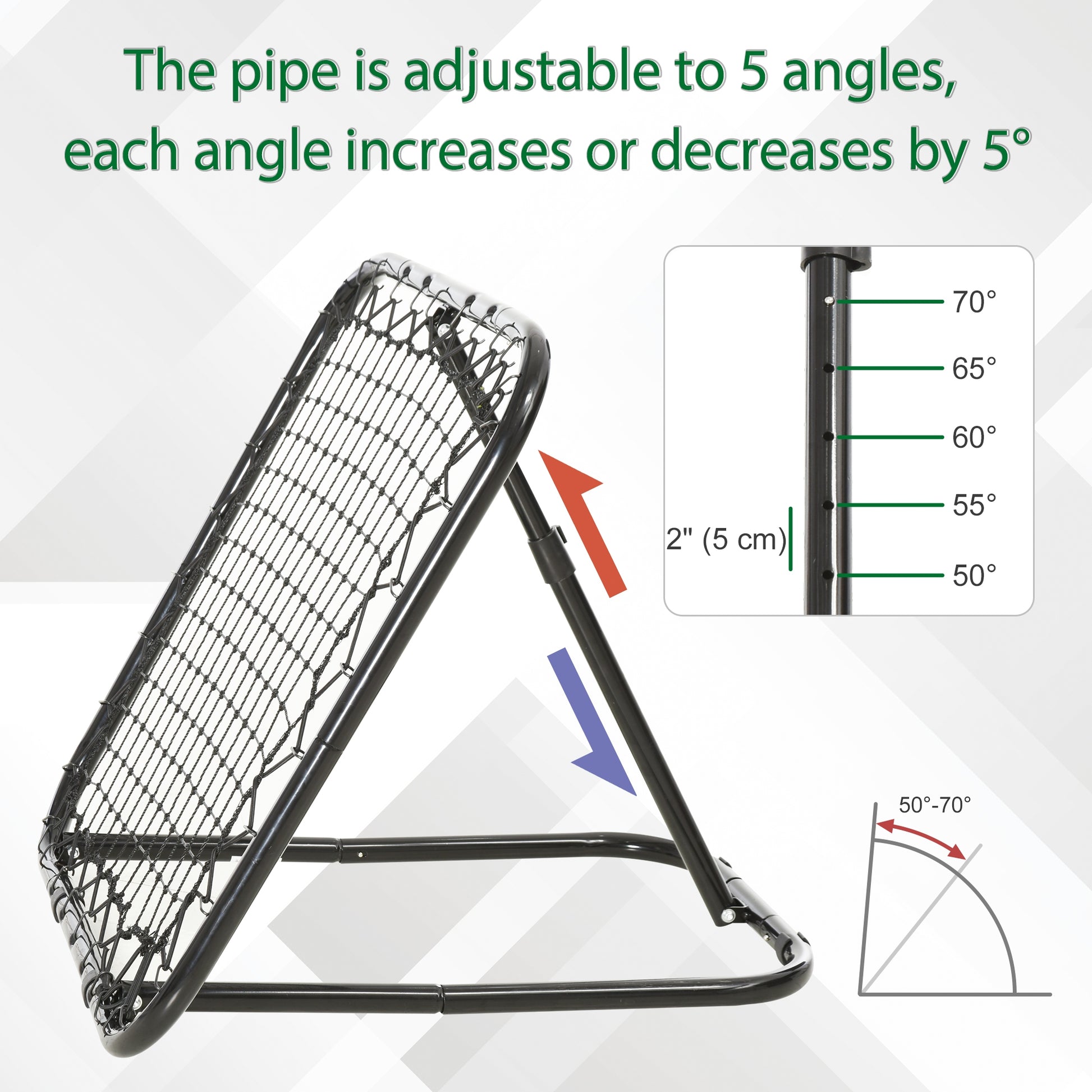 Soozier Soccer Rebounder Net, 3' x 3', Angle Adjustable Baseball Rebounder Net Training Equipment Aid with Quick Folding Design for Teens & Adults, Kickback Target Goal Play