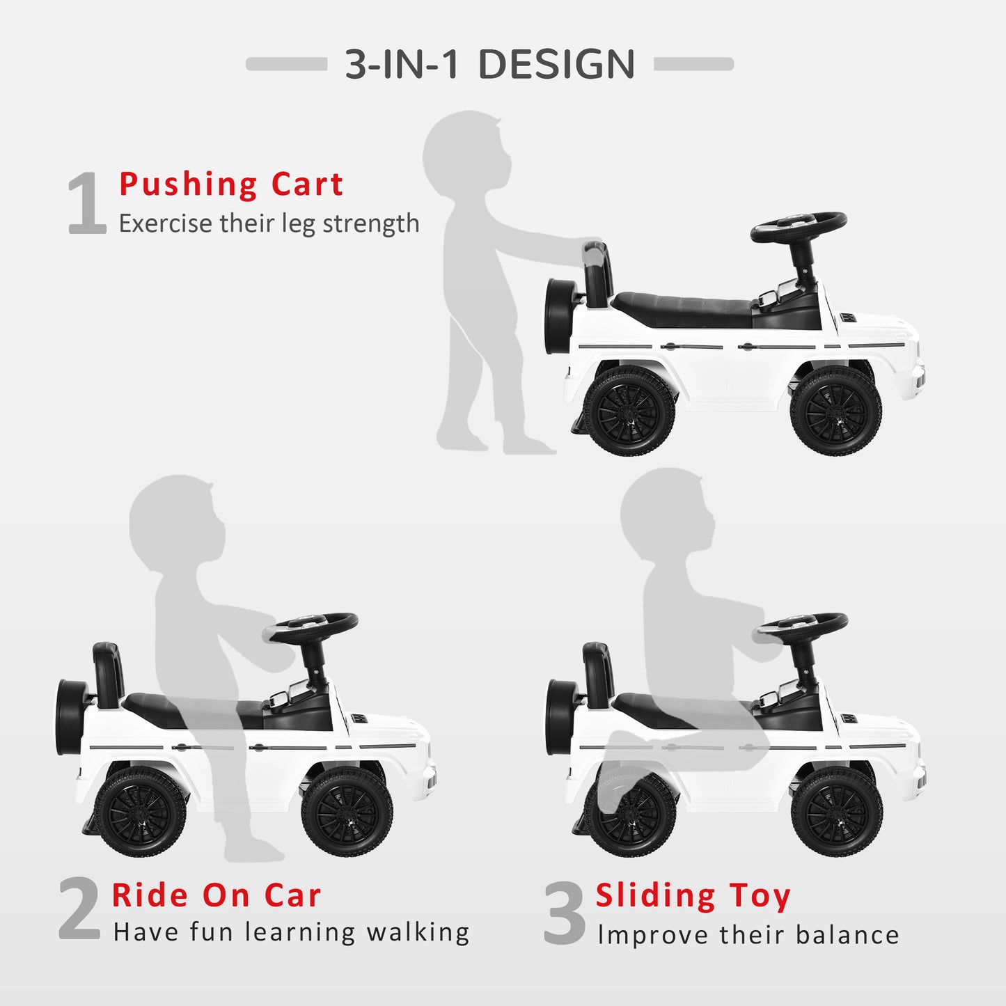 Aosom Compatible Baby Toddler Push Car Foot-to-Floor Ride-On Wheel Mercedes-Benz G350 Licensed White